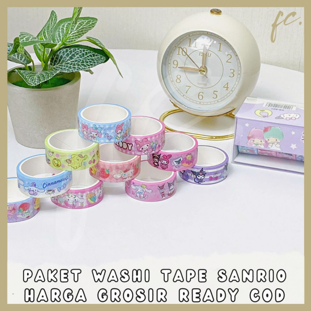 Jual washi tape 1 set 10 roll sanrio solatip set termurah lucu kuromi hello  kitty