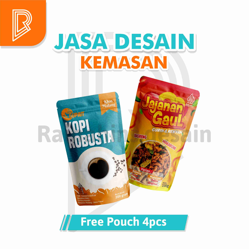 Jual Jasa Desain Kemasan Standing Pouch Produk Label Makanan Design