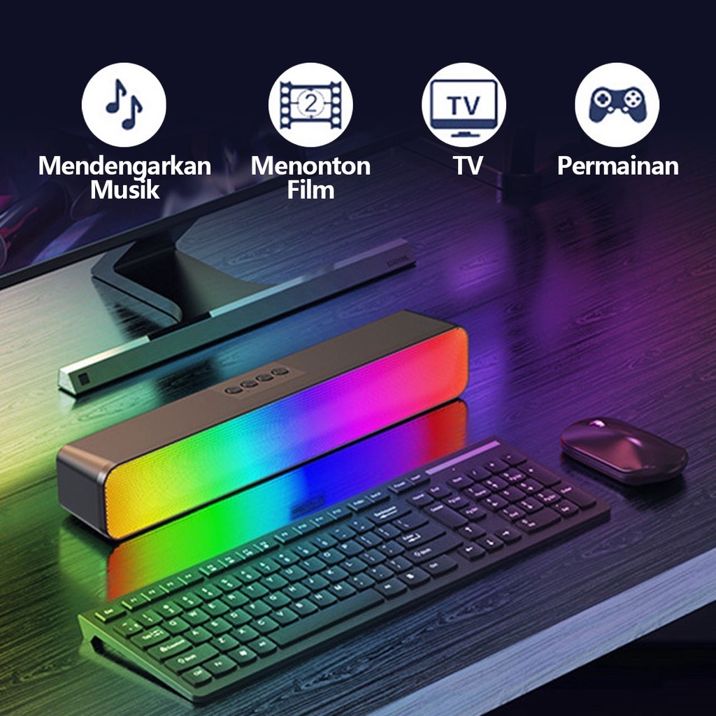 Jual MAZUSTORE Speaker Bluetooth Soundbar RGB 5 Colors LED Light ...