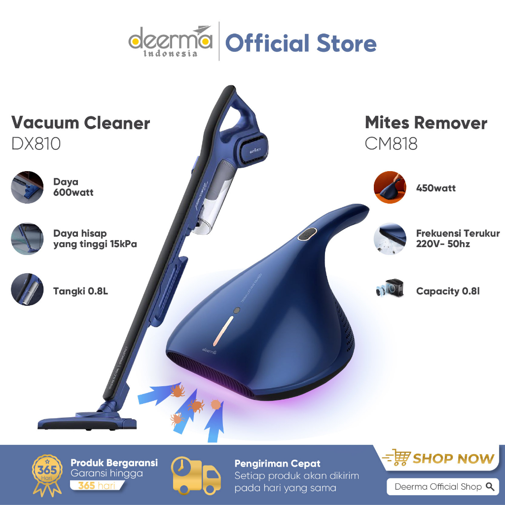 Jual Deerma HOT Vacuum cleaner DX810+Mite remover CM818 Bundle Shopee