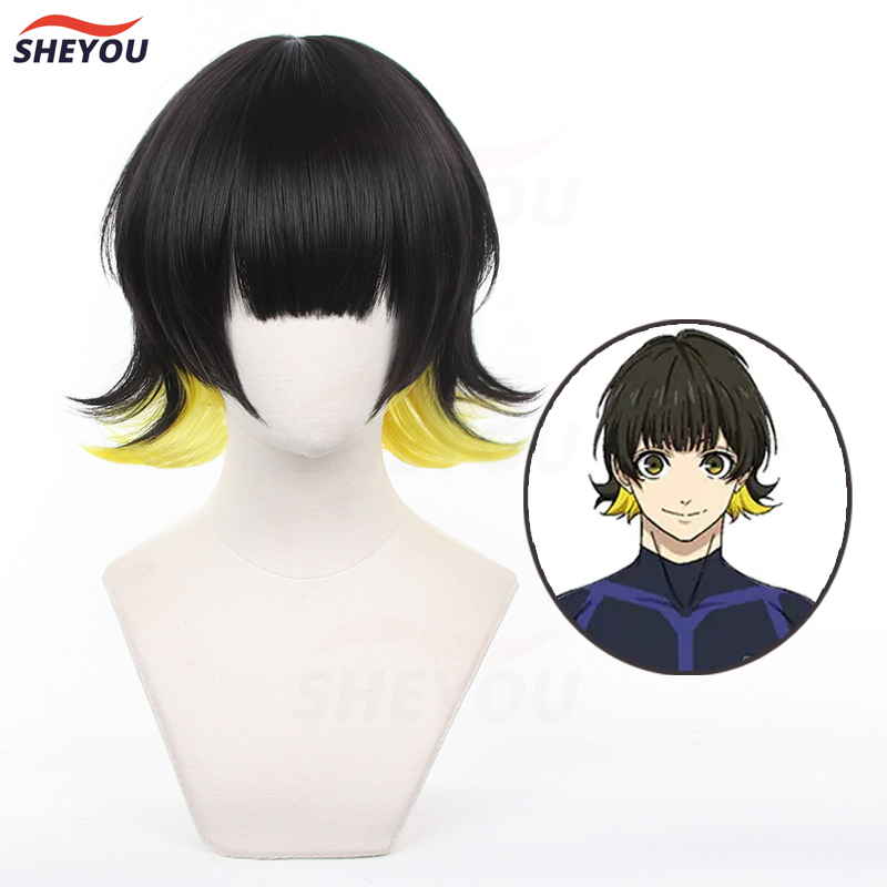 Jual Cosplay Wig Anime Blue Lock Bachira Meguru Hitam Kuning Ombre ...