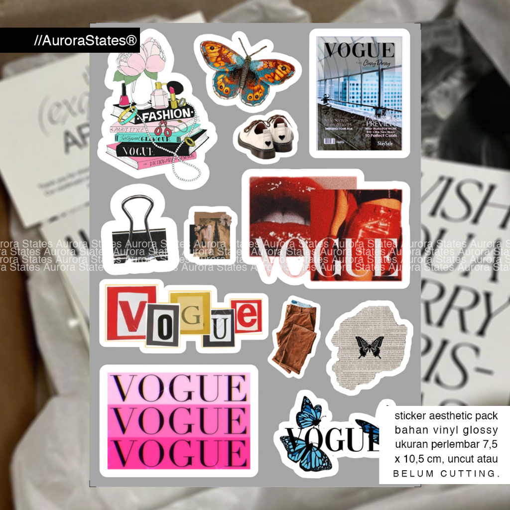 Jual Sticker Vintage Vogue Stiker Aesthetic Jurnal Book Stiker 