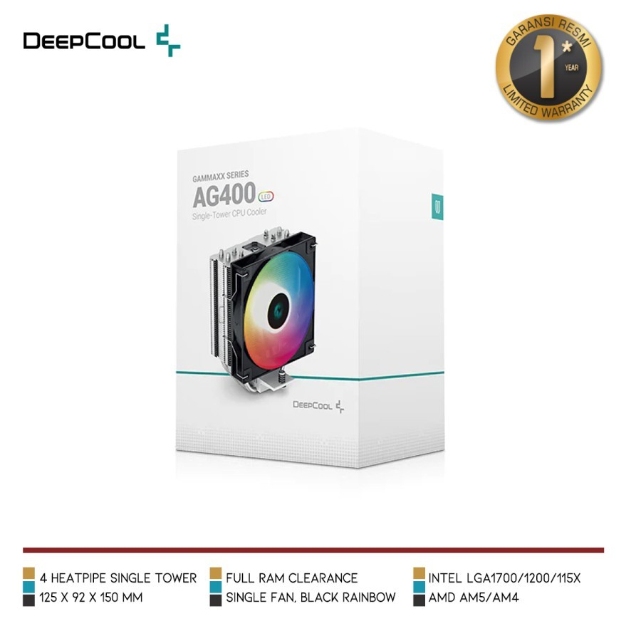 Jual DeepCool AG400 LED 4 Heat Pipes - CPU Cooler | Shopee Indonesia