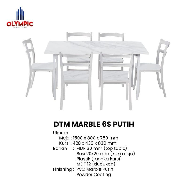 Jual Meja Makan 6 Kursi Motif Marble / Dining Table Marble - Olympic ...