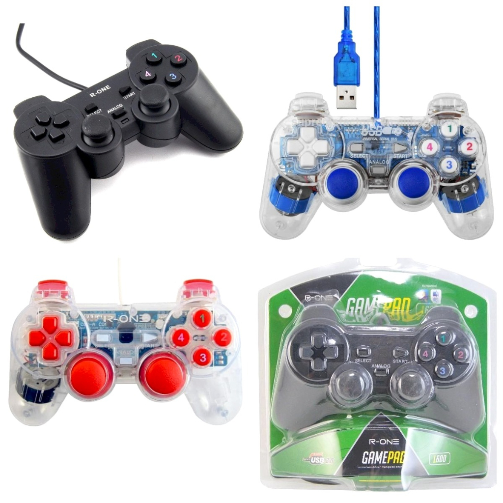Jual USB GAMEPAD SINGLE JOYSTICK R-ONE BLACK - TRANSPARAN GETAR GAMEPAD ...