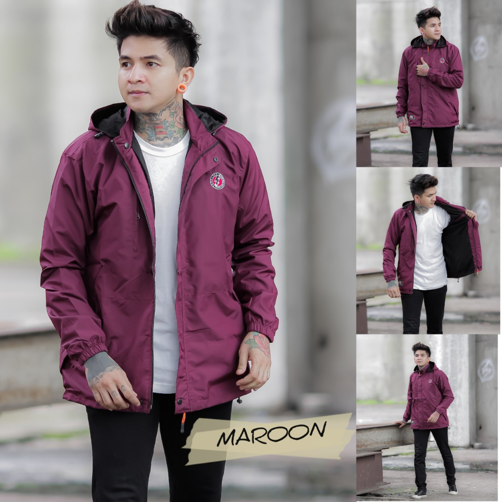 Jual Jaket Parka Simple Marun Jaket Parka Outdoor Jaket Gunung Simple Jaket Parka Parasut