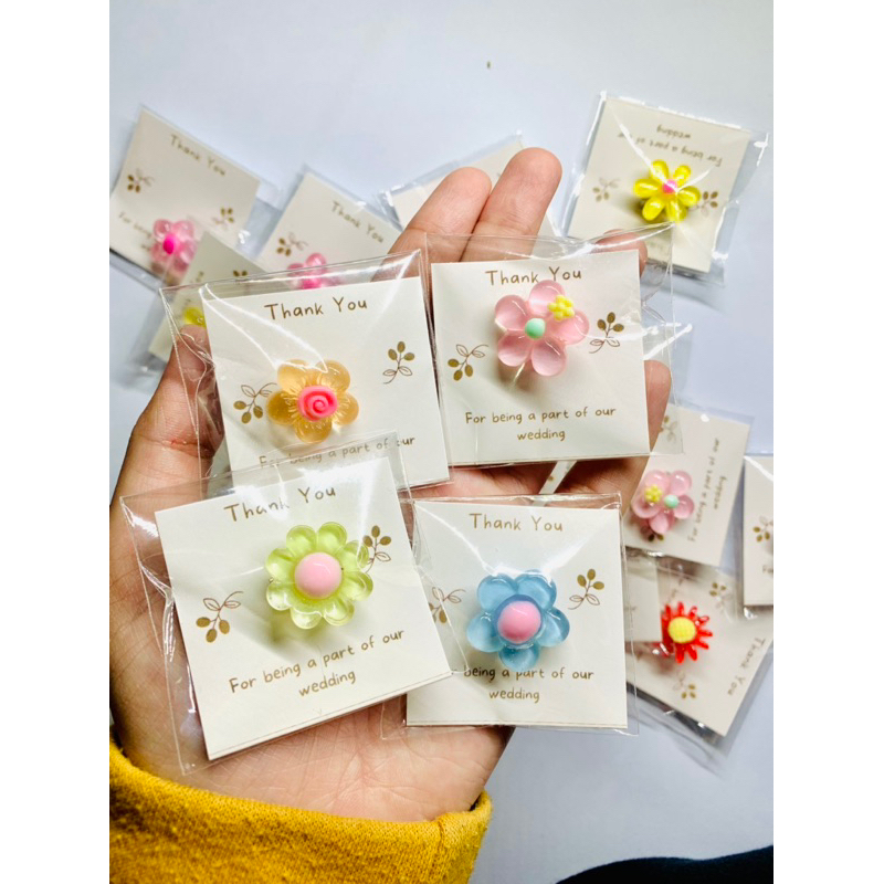 Jual souvenir pernikahan bross bunga clear isi 50 | souvenir murah
