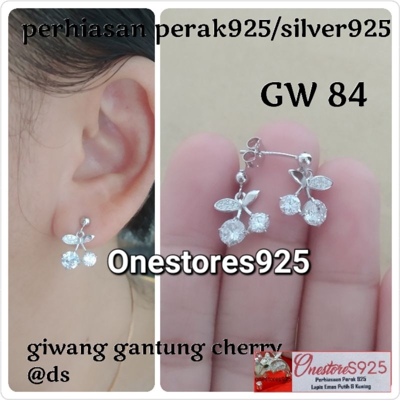 Jual Anting Tusuk Giwang Cherry Perak Asli Silver 925 Lapis Emas Putih