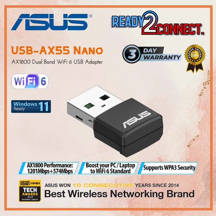 USB-AX55 Nano AX1800 Dual Band WiFi 6 USB Adapter