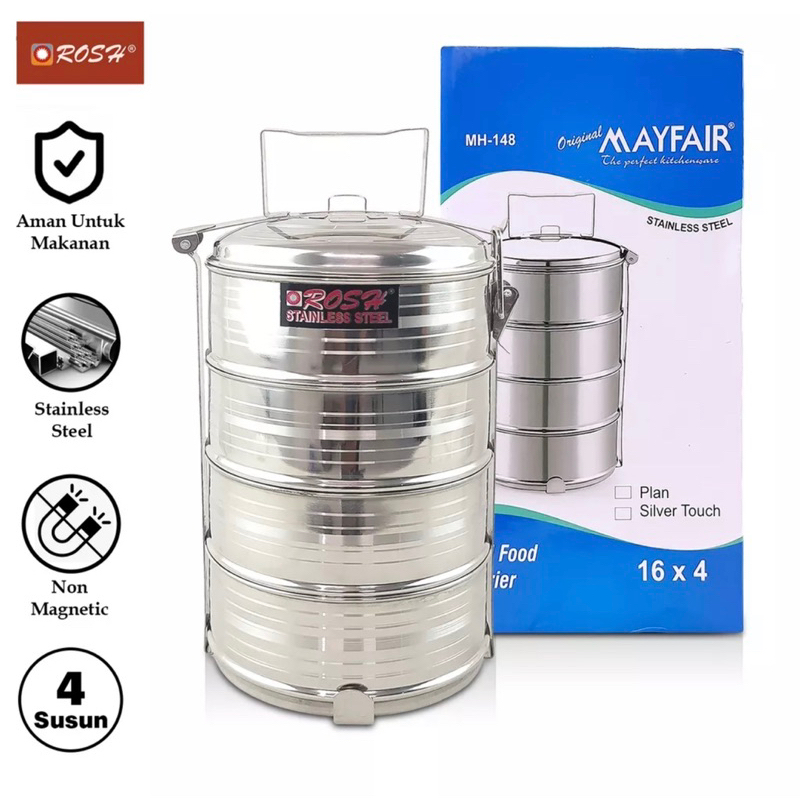 Jual rantang rosh jepit 16cm susun 4 stainless steel / rantang makanan ...
