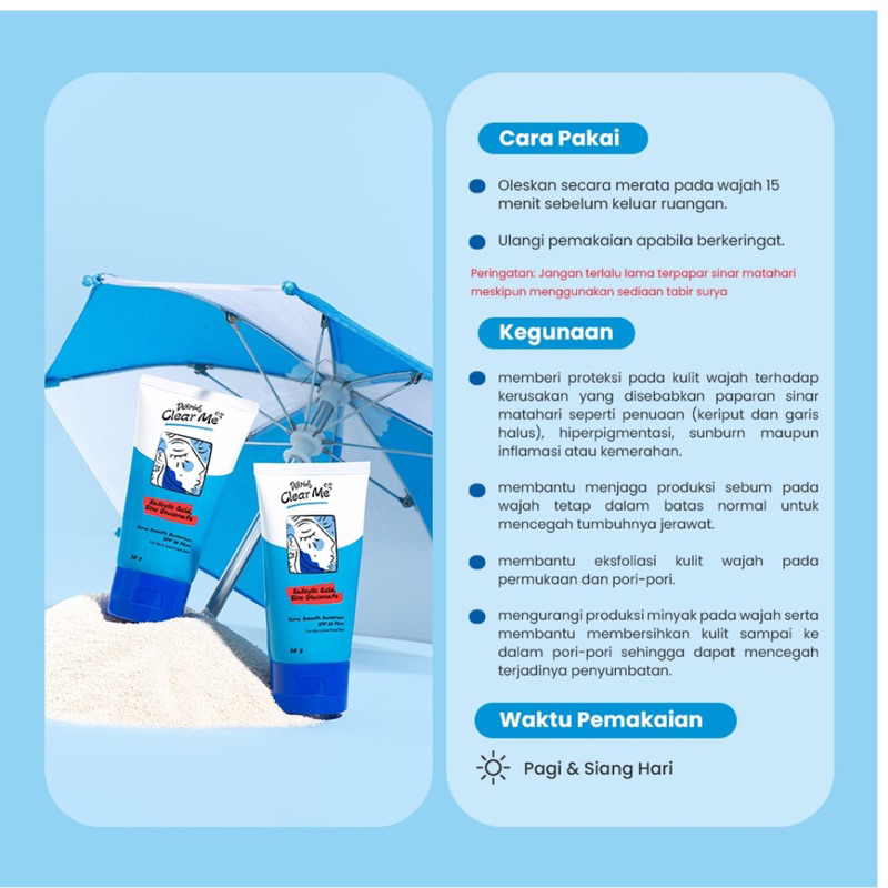 Jual DERMIES Clear Me Acne Smooth Sunscreen SPF 30 PA++ 30g - Sunscreen ...