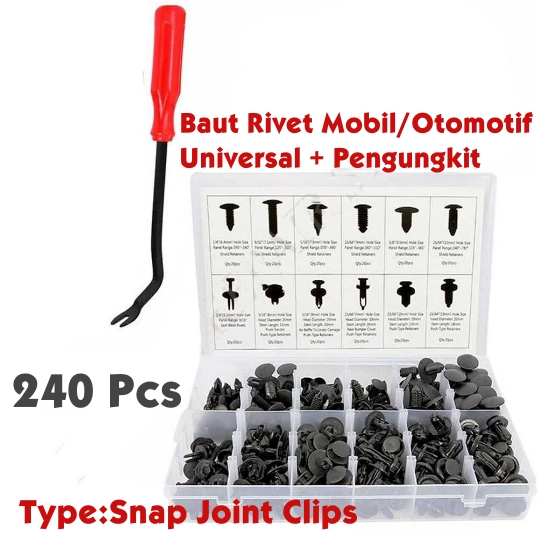 Jual Baut Rivet Mobil 240 Pcs Universal Klip Bumper Plastik Bemper Clip ...