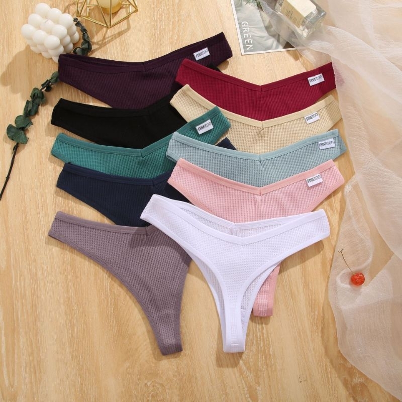 FINETOO Celana Dalam Wanita Low Rise Underwear Bahan Katun Lembut  Breathable Untuk Wanita