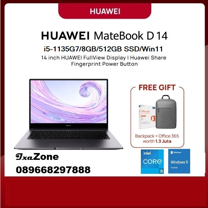 Jual Huawei MateBook D14 Intel Core I5-1135G7 8GB 512GB SSD 14" W11 ...