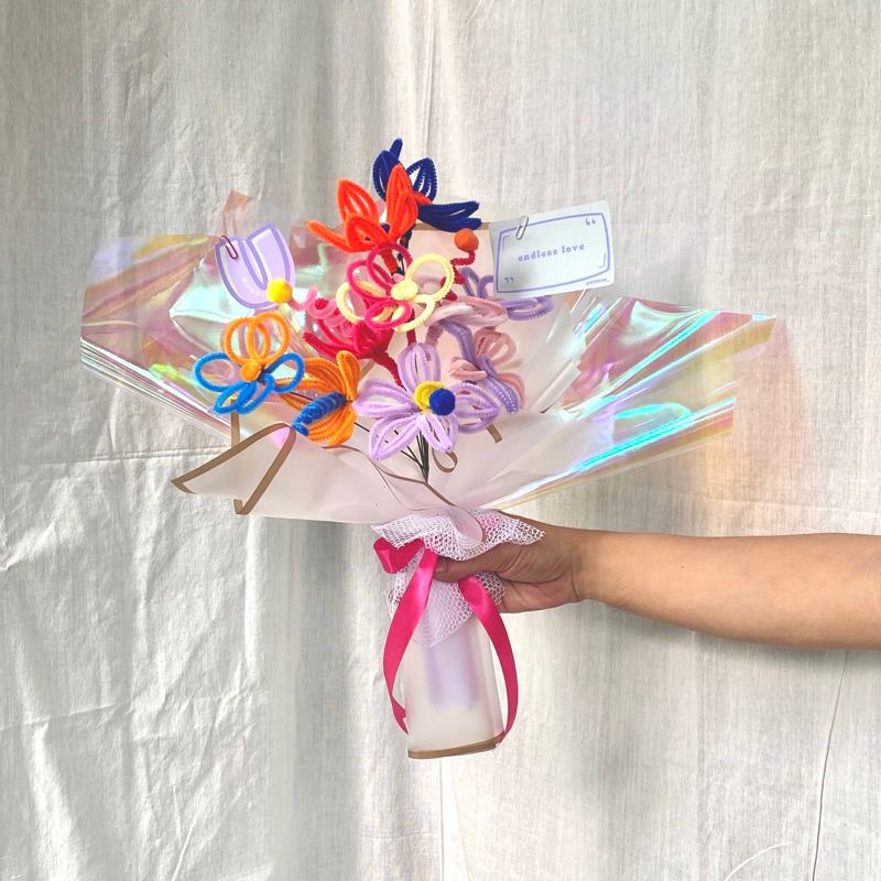 Jual Sopia Bouquet Pipe Cleaner Flowers (Hologram) | Shopee Indonesia