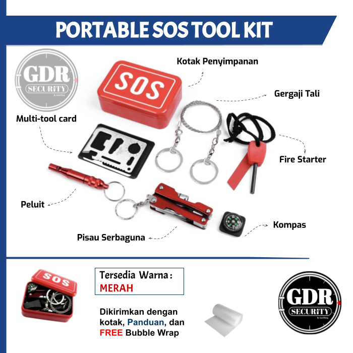 Jual Portable SOS Tool Kit - Emergency Survival Kit - GDR Security ...