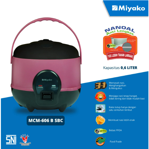 Jual Magic Com Jar Rice Cooker Mini Kecil 3in1 Miyako MCM606B SBC MCM ...