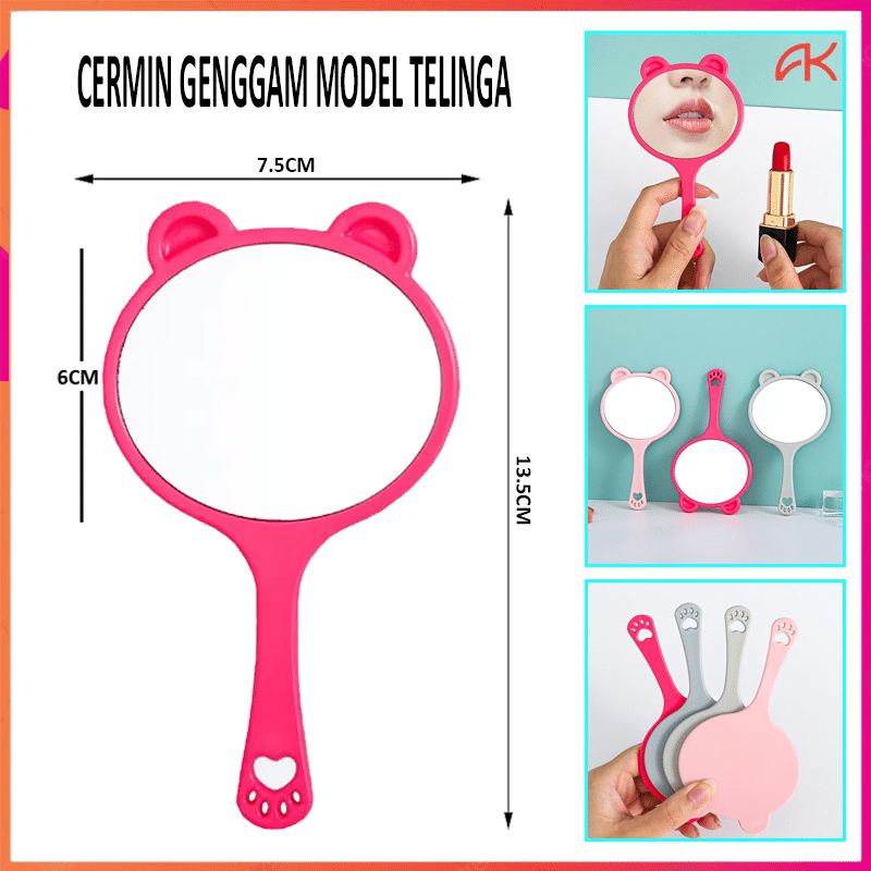 Jual Ank Cermin Rias Makeup Dengan Gagang Kaca Genggam Portable Motif Telinga Shopee Indonesia