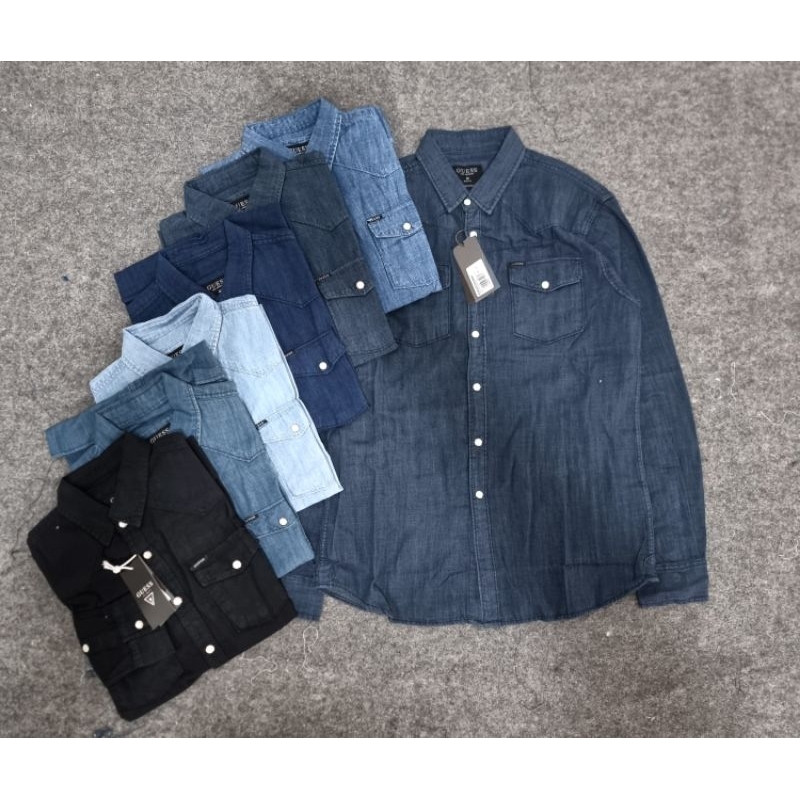 Jual KEMEJA PRIA DENIM GUESS WESTERN SHIRT SUMMER EDITION LENGAN ...