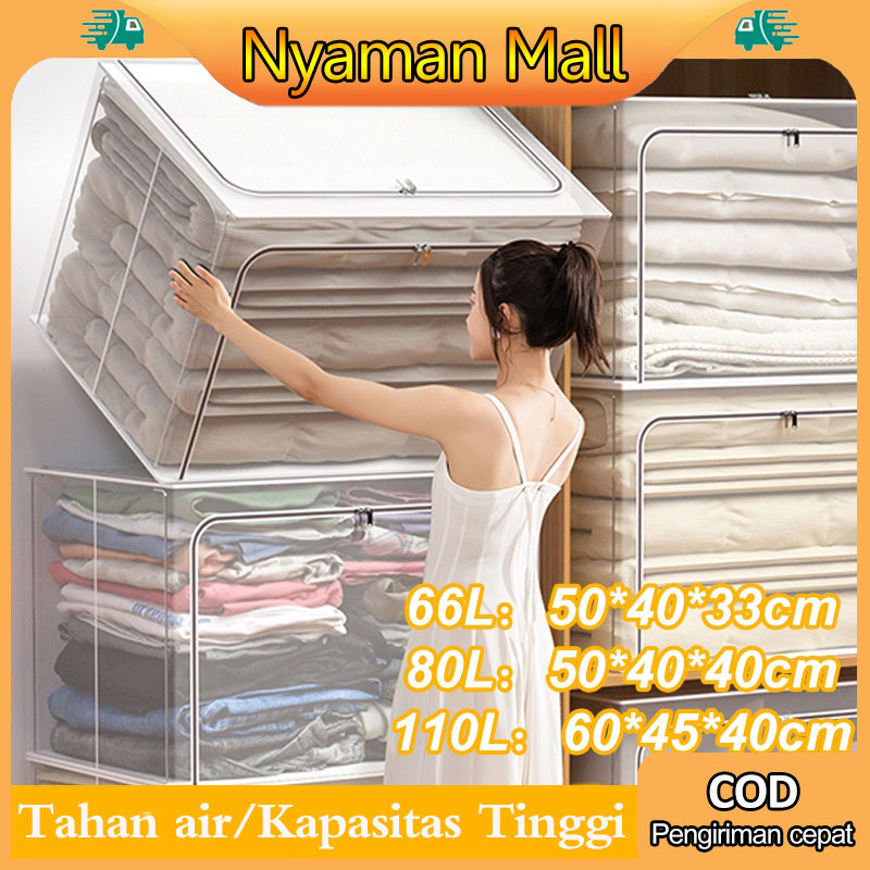 Jual Storage Box Organizer Besar Kotak Penyimpanan Lipat Transparant