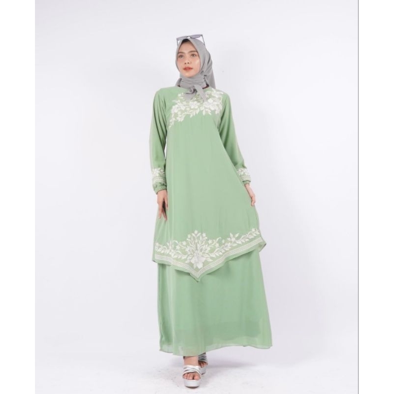 Jual Gamis Melayu Wanita Mewah New Bordir Premium Dress Ceruty Babydoll