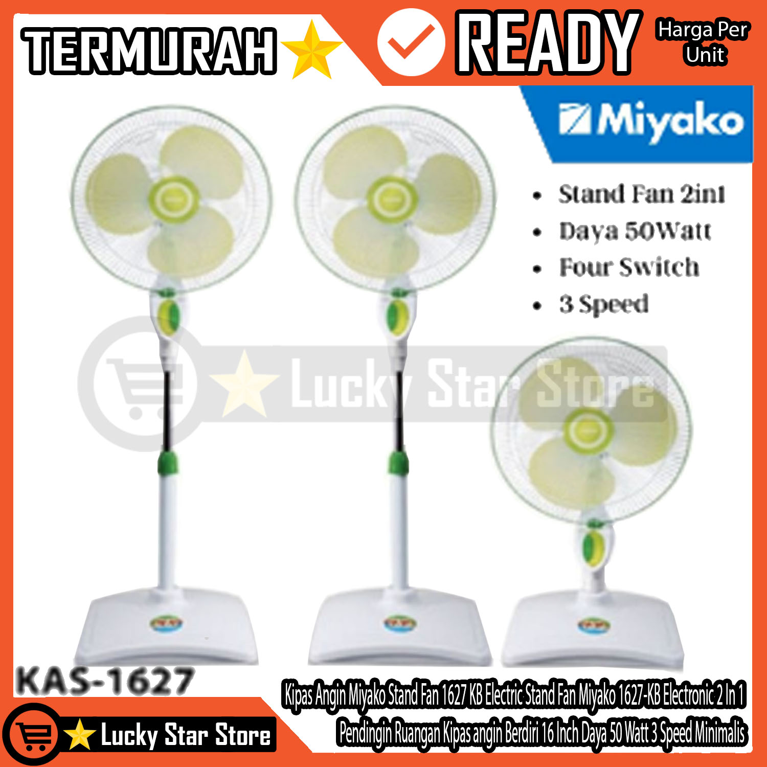 Jual Kipas Angin Miyako Stand Fan 16 KAS 1627 KB Electric Stand Fan