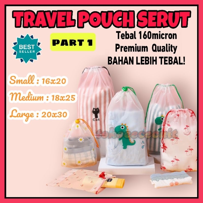 Jual Travel Pouch Organizer Pouch Serut Serbaguna Kantong Serut Tas Kosmetik Anti Air