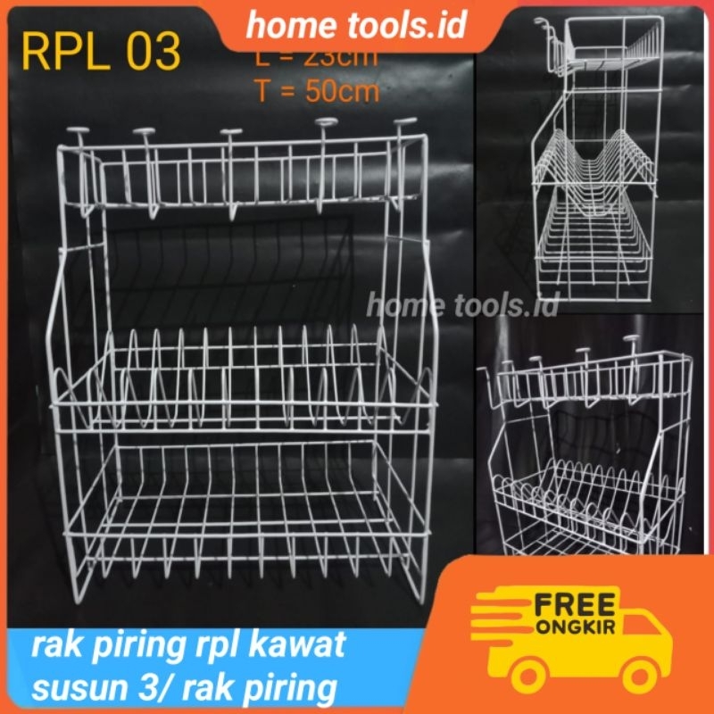 Jual Rak Piring Rpl Knock Down Susun Rak Kawat Rak Wastafel Rak Dapur Rak Pengeringan Piring