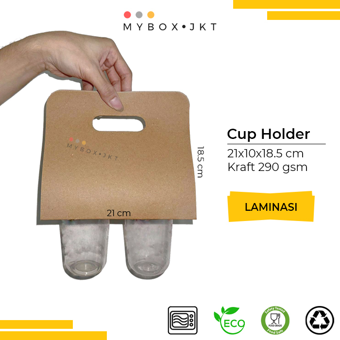 Jual Double Cup Holder Paper Kraft 21x10x18,5 LAMINASI | Shopee Indonesia
