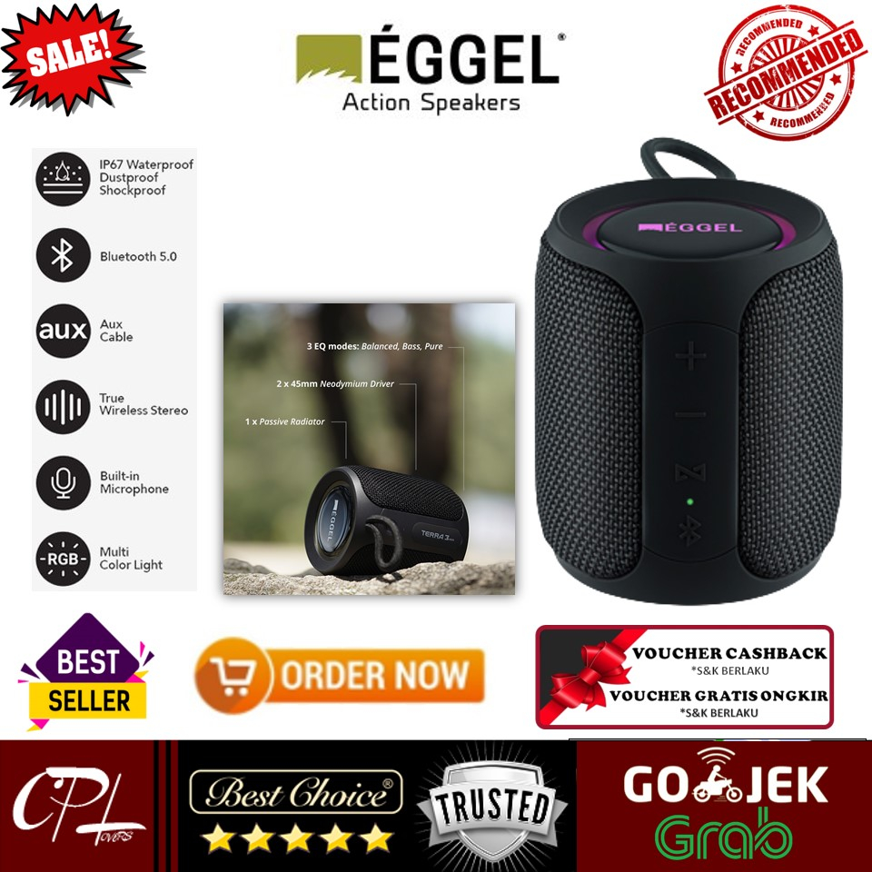 Jual Eggel Terra 3 Mini 360 Waterproof Portable Bluetooth Speaker