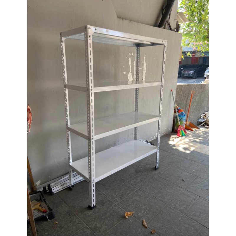 Jual rak besi siku 4 susun putih | Shopee Indonesia