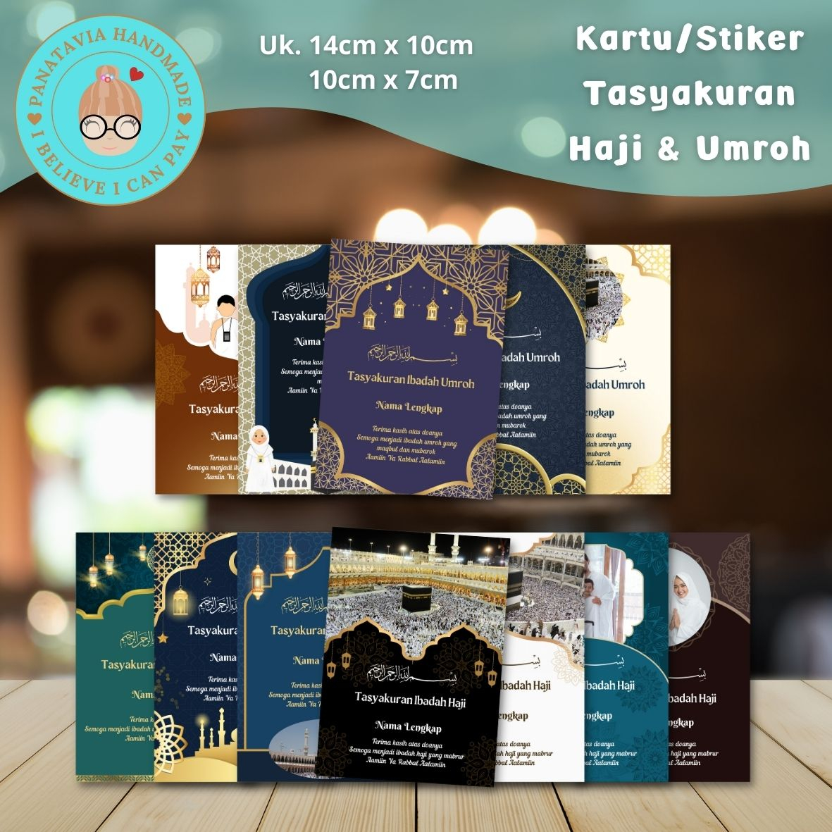 Jual Kartu Ucapan Tasyakuran Haji / Umroh & Stiker Ucapan Tasyakuran