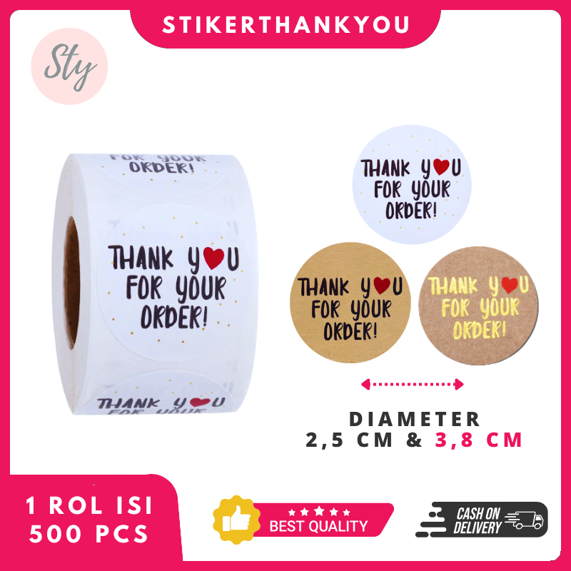 Jual Stiker Thank You for Your Order 500 Pcs/Roll Kertas Stiker Label ...