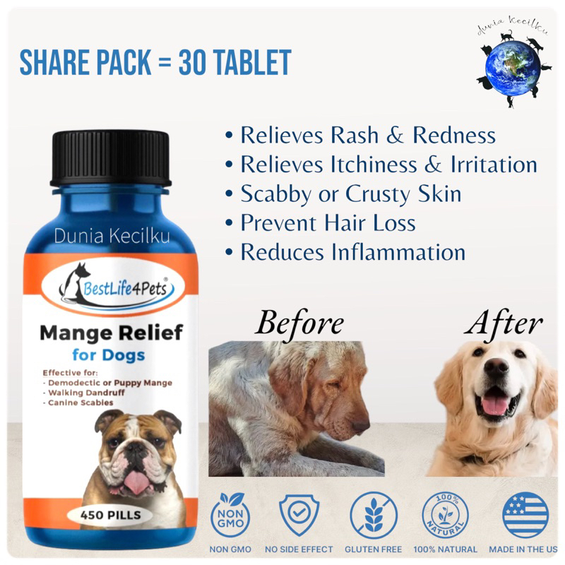 Jual Mange Relief For Dogs - DEMODEX, SCABIES, IRRITATION, KETOMBE ...
