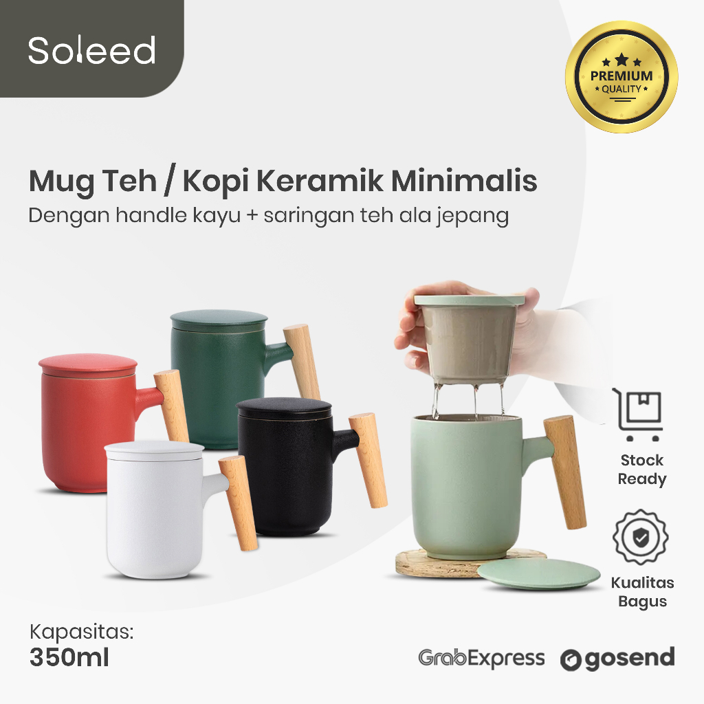 Jual SOLEED Gelas Kopi Cangkir Saringan Teh Keramik Nordic Coffee Glass ...