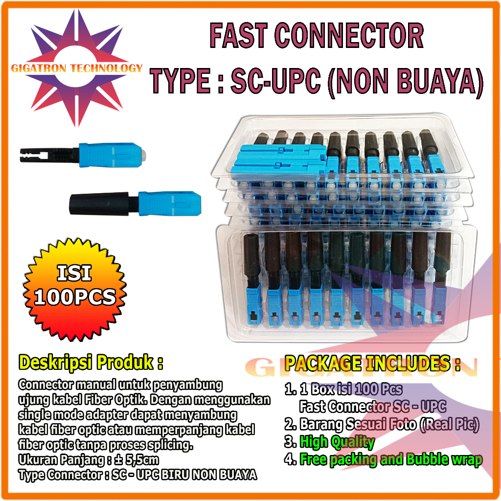 Jual 1Box/100Pcs Fast Connector SC UPC Non Buaya / Fiber Optik FTTH ...