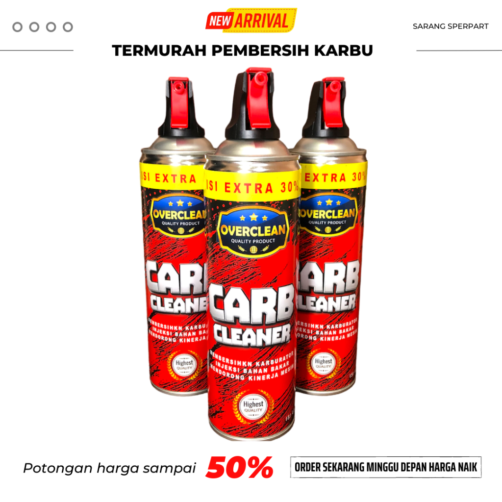 Jual (OVERCLEAN merah 500 ML) pembersih karbu dan injeksi untuk motor ...