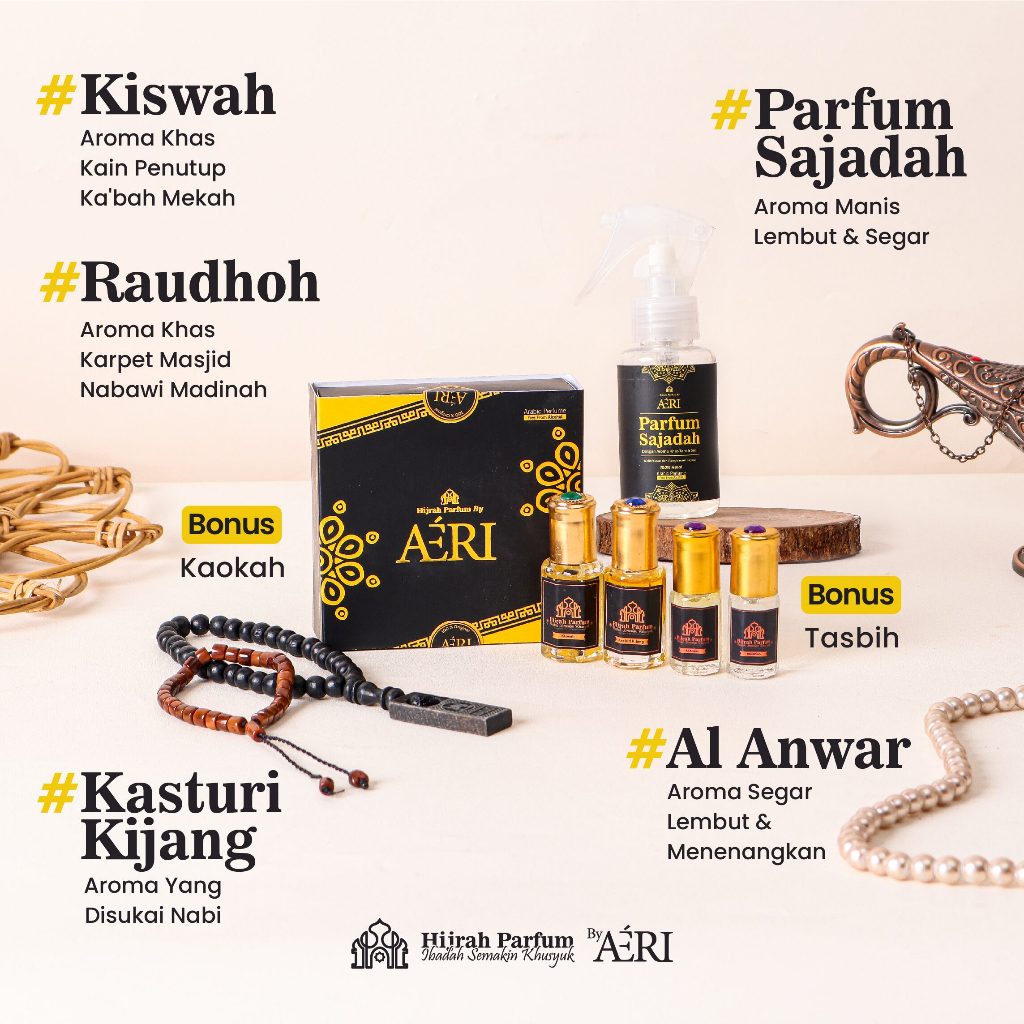 Jual Hijrah Parfum by Aeri Paket Parfum Arab Sholat / Ibadah (kasturi