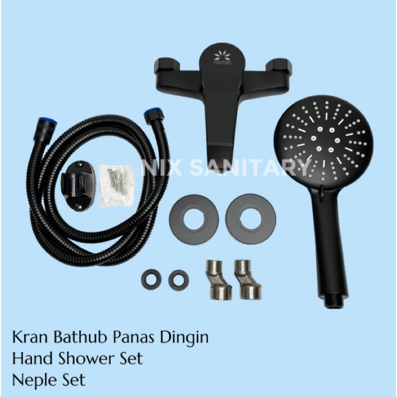 Jual Paket Kran Mixer Panas Dingin Kran Bathub Hitam Komplit Shower Mandi Shopee Indonesia 4618