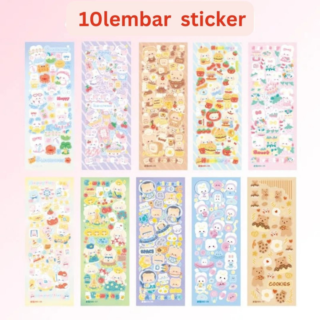 Jual Sticker PVC PET Laser | Stiker Glitter Motif Kartun Korea per 1 ...