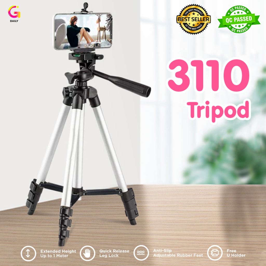 Tripod Foto Kamera Handphone TR 3110 Weifeng Tinggi Meter Bonus Tas  Tripod dan Holder U Universal