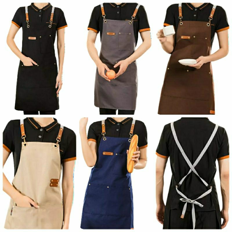 Jual Apron Korean Style Celemek Barista Cafe Resto Masak Chef Custom Barbershop Skincare Apron