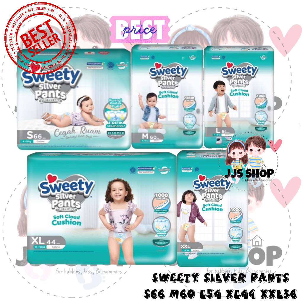 Jual SWEETY SILVER PANTS S66 M60 L54 XL44 XXL36 S32 M30 L28 XL26 XXL22