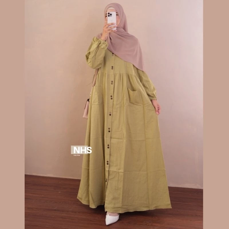 Tampilan Gamis Cassandra Linen Crincle