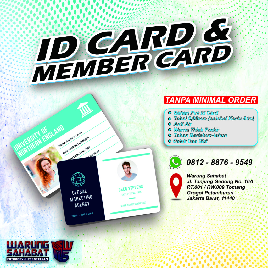 Jual Custom Id Card Pvc Cetak Kartu Nama Anggota Komunitas Free Desain