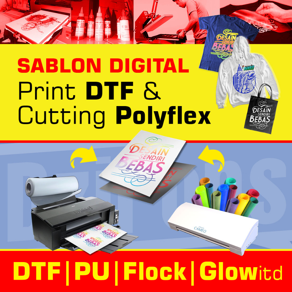 Jual Sablon Digital Satuan Print DTF - Cutting Polyflex PU / Flock ...