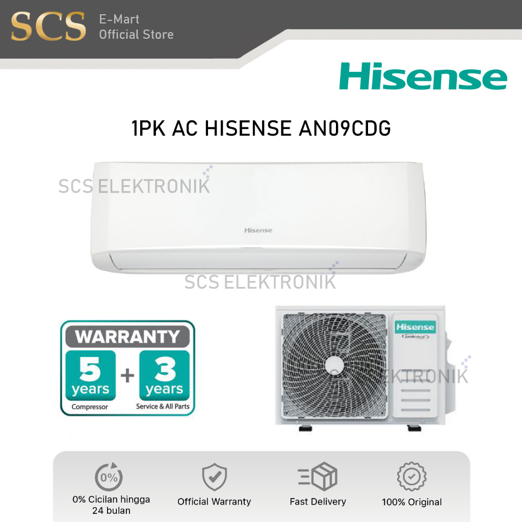 Jual Hisense AC 1 PK Standard 1 PK AN09CDG (Indoor+Outdoor Unit Only