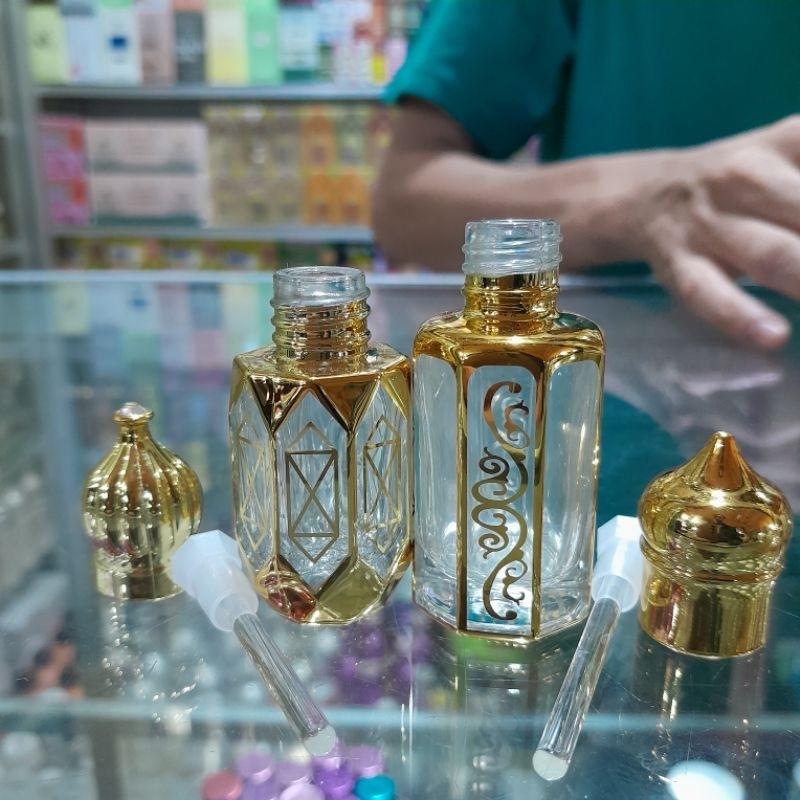 Jual Botol Tola Kubah Emas Stick Kaca i Ml Botol Tola Suratti Motif ...