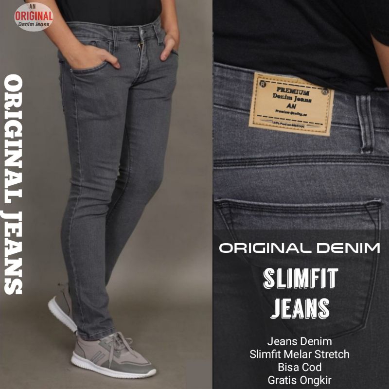 Jual Celana jeans pria Bahan streach melar pensil Slimfit cowok panjang