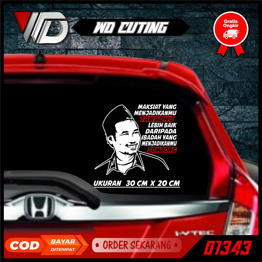 Jual 01343 Cutting Stiker Kaca Pickup/Mobil Kata Kata Gus Baha' Maksiat